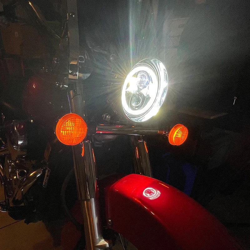 Faro LED de 5-3/4 5,75 pulgadas para motocicleta apto para Dyna Sportster Iron 883 1200 Foto 4 de 4