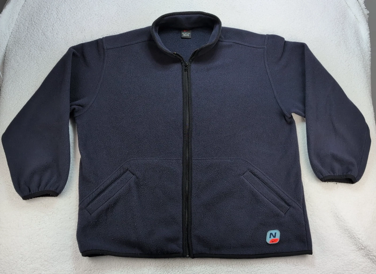 Vintage Nike Full Zip Fleece Jacket Navy Blue Men’s Size Large (measures 27x30)