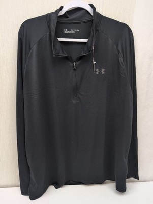 Men Under Armour Tech 2.0 1/2 Zip Sz 2XL Black Long Sleeve Training Top BR0