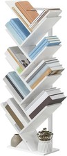 Tree Bookshelf 9-Tier Bookcase Wooden Shelves Floor Standing Storage Rack