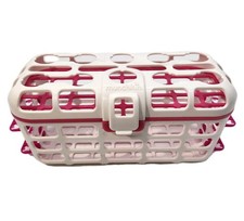 MUNCHKIN Deluxe White Pink Dishwasher Basket Pacifiers Nipples Utensils