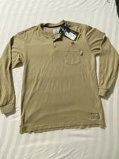 Tyndale FR Flame Resistant Henley Shirt L AEP Texas Utility Workwear Made USA