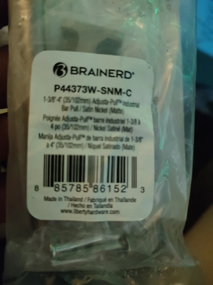Lote 9 Brainerd P44373W 3/8" - 4" Gabinete Industrial Ajustable Tirador Satinado Nickel Foto 4 de 4