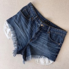 Sincerely Jules Denim Cutoff Shorts Womens 28 Raw Hem Festival Blogger