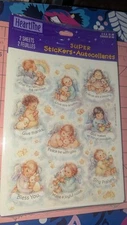 Vintage Hallmark Stickers Angels Glitter Super Stickers 2 Sheets New In Pack
