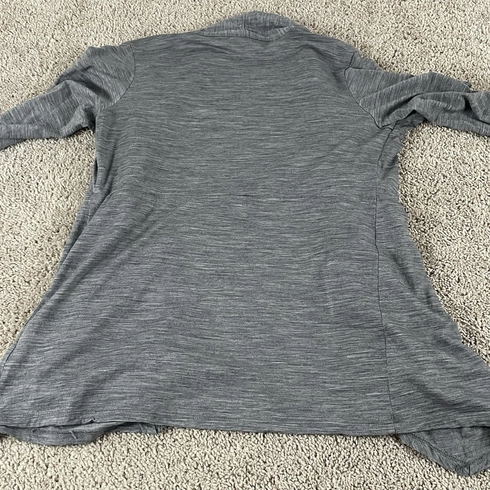 Cárdigan Ibex para mujer talla pequeña gris manga larga frente abierto lana Zque E233 Foto 3 de 4