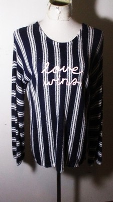 EXPRESS Blue Viscose Long Sleeve Jersey Sweater Top Women's Size M NWT