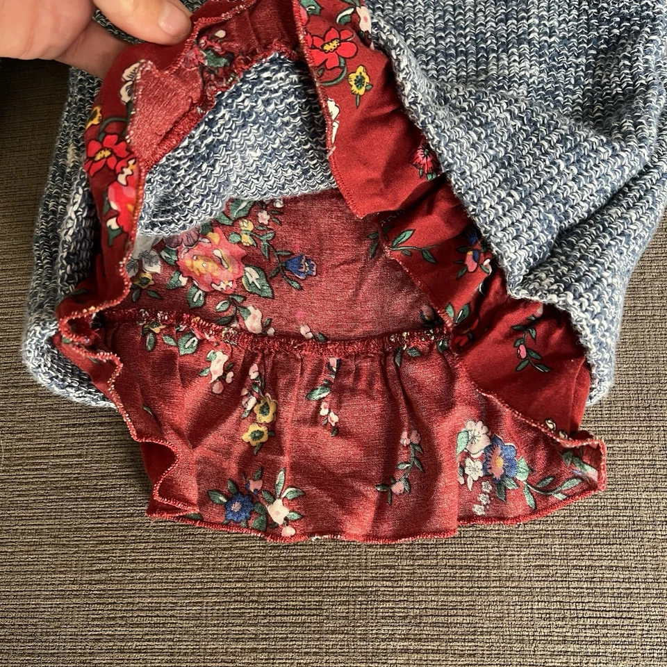 Camisa Suéter Hanna Andersson Bebé Niña Talla 80 (18-24 Meses) Azul Rojo Volantes Foto 2 de 4