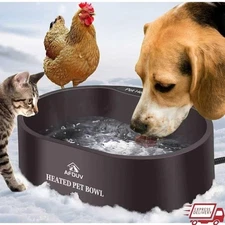 Heated Water Bowl Outdoor Pets Automatic Thermostat Chew Proof Non Freeze 3.7L
