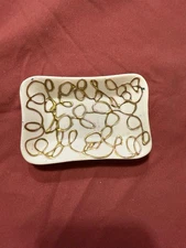 Vintage Lefton’s Pink China With Gold Swirl Trinket Tray- Numbered