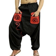 Harem Pants Trouser Cotton Black Baggy Genie Gypsy Hippie Festival Unisex Boho