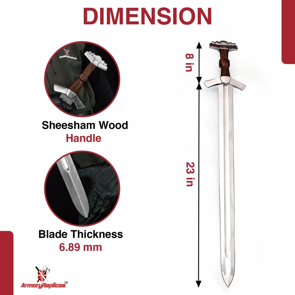 Medieval Hand Forged Gram Full Tang Slayer Fafnir Viking Sword + Leather Sheath - Image 2 of 4