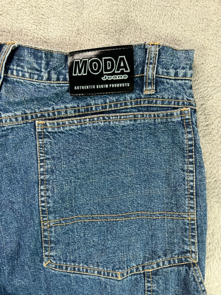 Vintage MODA Jeans Mens 38x32 Cargo Skater Jeans Grunge Hip Hop Distressed USA - Image 2 of 4