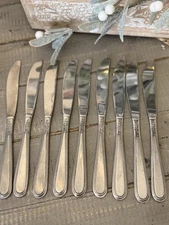 Vintage 9 Knives Flatware Rogers Stainless Steel Made in Korea