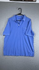 Tommy Bahama Polo Shirt Mens Medium Blue Solid Marlin Logo Short Sleeve Casual