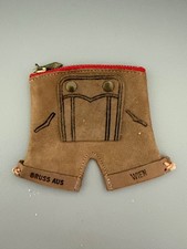 Brown Suede Lederhosen Coin Change Purse Munchen Munich Germany Souvenir 1970s