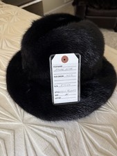 Womens Black Fur Fedora Hat Size M Solid Casu...