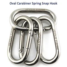 4/8PC 3.15" Oval Carabiner Spring Snap Hook Stainless Steel 316 Carabiner Clips