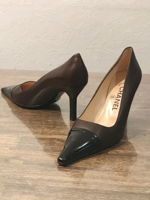 Chanel escarpins en cuir Vintage, Taille 37,5 - Photo 1/4