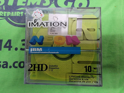 Imation Neon Diskettes 10 pack 2HD 1.44MB IBM Formatted New Sealed