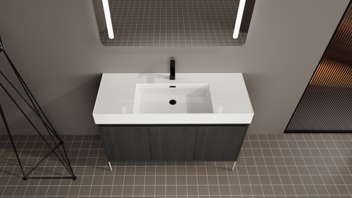 48"Freestanding Bathroom Vanity w/Resin Sink,Storage Cabinet w/Soft Closed Doors - Picture 10 of 13