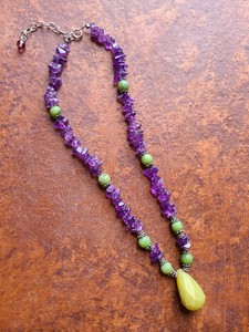 925 Sterling Amethyst Serpentine? Necklace 38.3 Grams