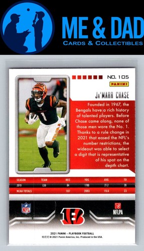 2021 Panini Playbook #105 Ja'Marr Chase Purple - Picture 2 of 2