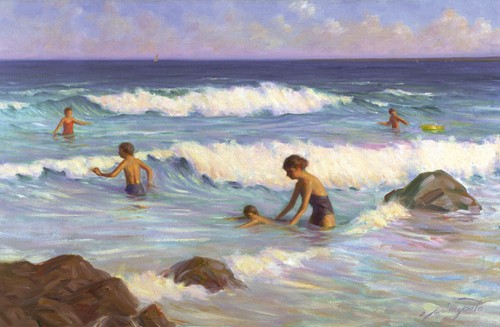 Cape Cod OCEAN SURF Oil Paint Framed 18x28 Giclee Canvas **SALE - Picture 6 of 6