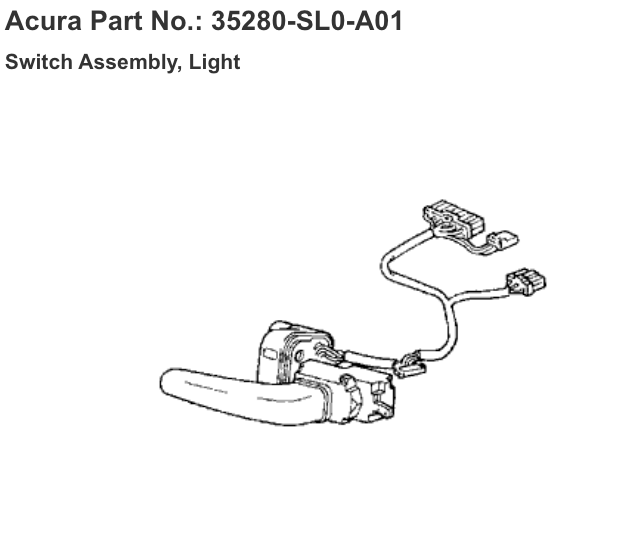 HONDA ACURA GENUINE OEM 91-94 NSX Switch Assembly, ☆ 35280-SL0