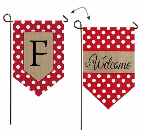 Gepunktetes Monogramm 14B3477 immergrün Sackleinen Garten Flagge 12,5" x 18" - Bild 7 von 15