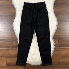 J Brand Women's Size 24 Black Tanik Fold Over Pleat Front Peg Jeans Pants