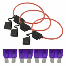 10 Pcs 12 Gauge Red ATC Fuse Holder with 3A Pack of 25 ATC Blade Style Fuses