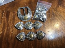 Western Floral Engraved Belt Buckle Set 1 1/2" US Seller Fast Ship 3 Item