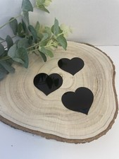 48 x HEART SHAPED VINYL STICKERS - WEDDING VALENTINE - CRAFT CARD MAKING - BLACK
