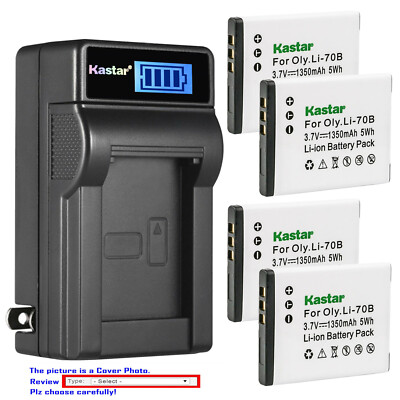 Kastar Battery LCD Wall Charger for Olympus Li-70B LI70B & Olympus VG-160 Camera