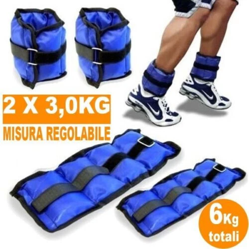 PESI PER CAVIGLIE E POLSI SPORT FITNESS CAVIGLIERE 3KG L'UNA TOTALE 6KG
