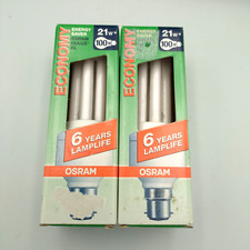 2 x 21W = 100w Osram Low Energy CFL Light Bulbs BC B22 d Energy Saving Lamps