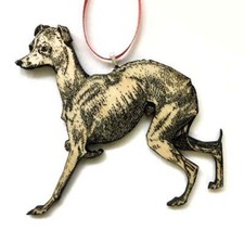 Christmas Ornament Italian Greyhound Dog Flat Birch Wood Laser Etched Image