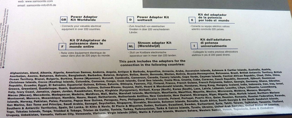Samsonite Reise Adapter Set Weltweit - Power Adapter Kit Worldwide - Bild 2 von 3