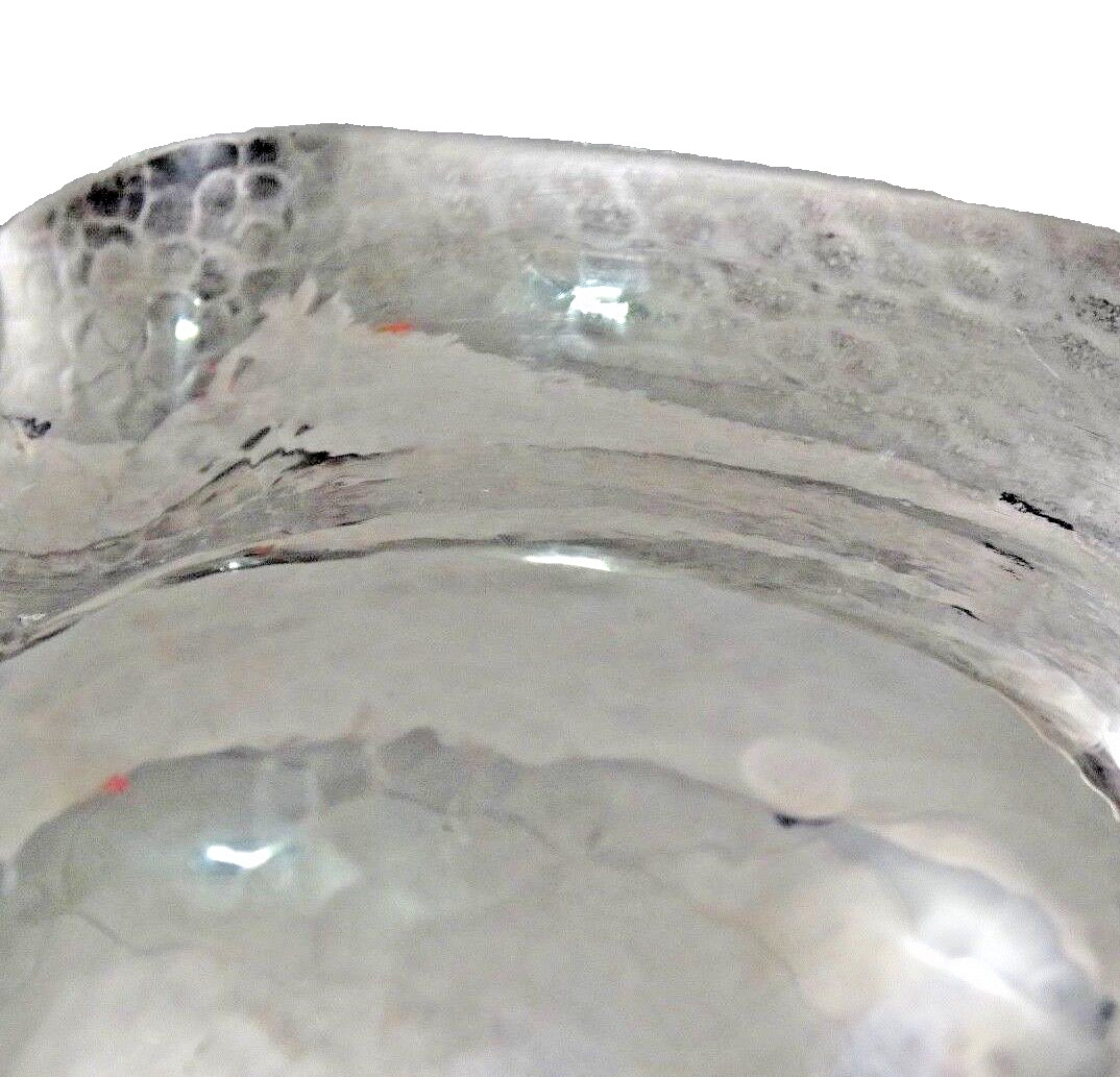 FINE 800 SILVER MODERN FRUIT BOWL HAND WROUGHT / HAMMERED Italy  (not sterling )