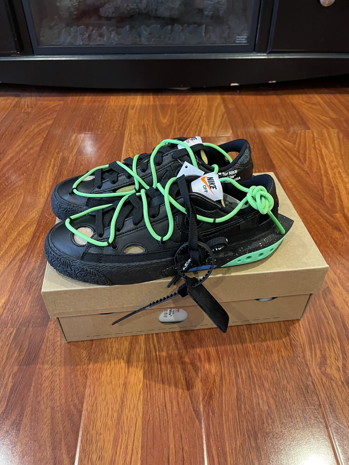 OFF WHITE X NIKE Nike Blazer Low x Off White Nero Taglia 10 5 Nuovo