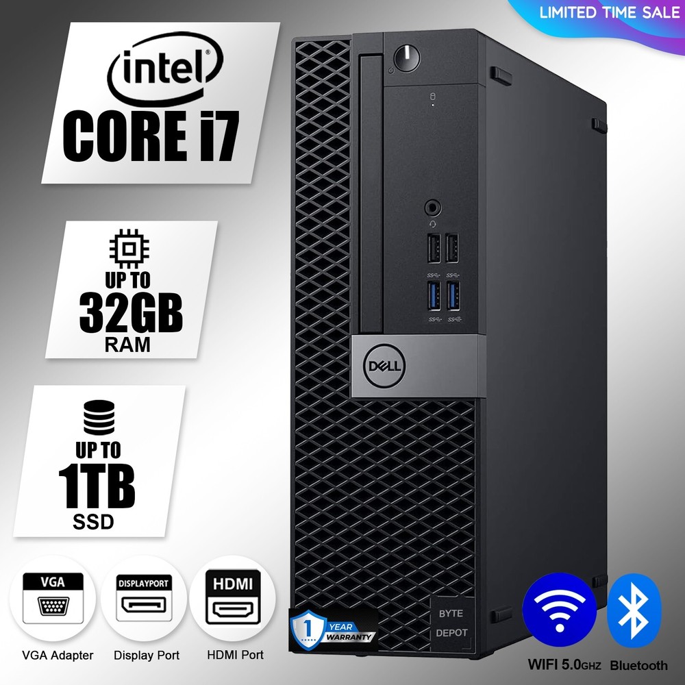 Powerful Dell Desktop PC - Intel i7, 32GB RAM, 1TB SSD, WiFi, Win 10/11