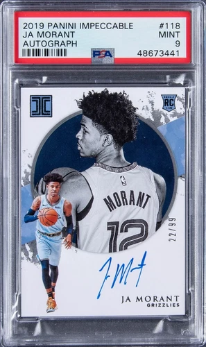 Ja Morant Rookie Auto /99! 2019-20 Panini Impeccable PSA 9 MINT