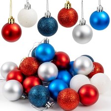 Memorial Day Decorations 4th of July Ornaments for Tree - 24pcs Red White Blu...