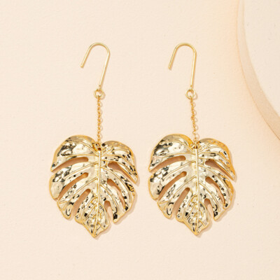 Ohrringe Gold Silber Monstera Palmblatt Botanischer Baum 