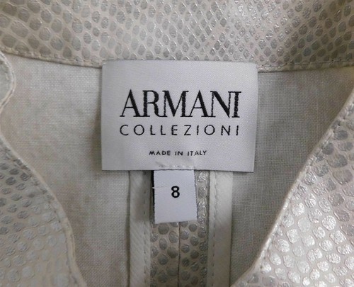 New Armani Collezioni Beige Snake Print Waterproof Zip Jacket Italy sz 8 - Picture 4 of 7