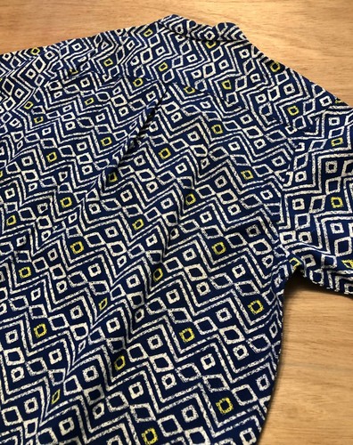 vtg mens NEWPORT BLUE Hawaiian Button Down Shirt Sz L Blue Tribal Short Slv Pckt - Picture 5 of 11