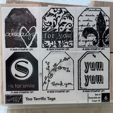 Stampin Up 2006 Too Terrific Tags Stamp Set Of 6 Stamps New