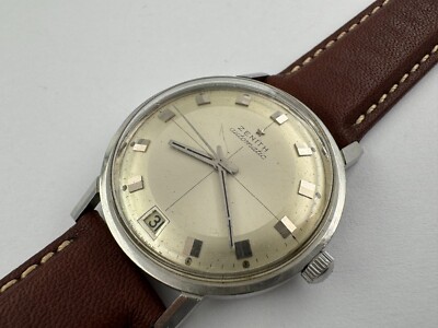 Vintage ZENITH Stellina Date Crosshair Pie Pan Dial Automatic Cal 2542PC - 34 mm