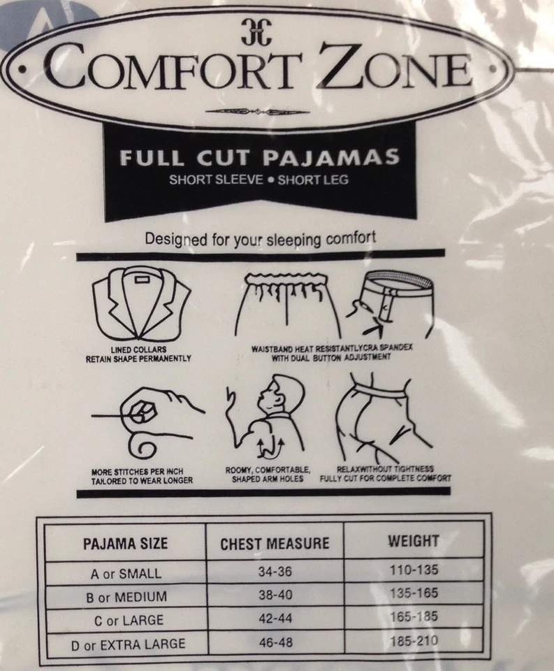 NUEVO Conjunto de pijama de hombre 2 piezas Comfort Zone manga corta/pierna corta talla S/4 XL Foto 4 de 4